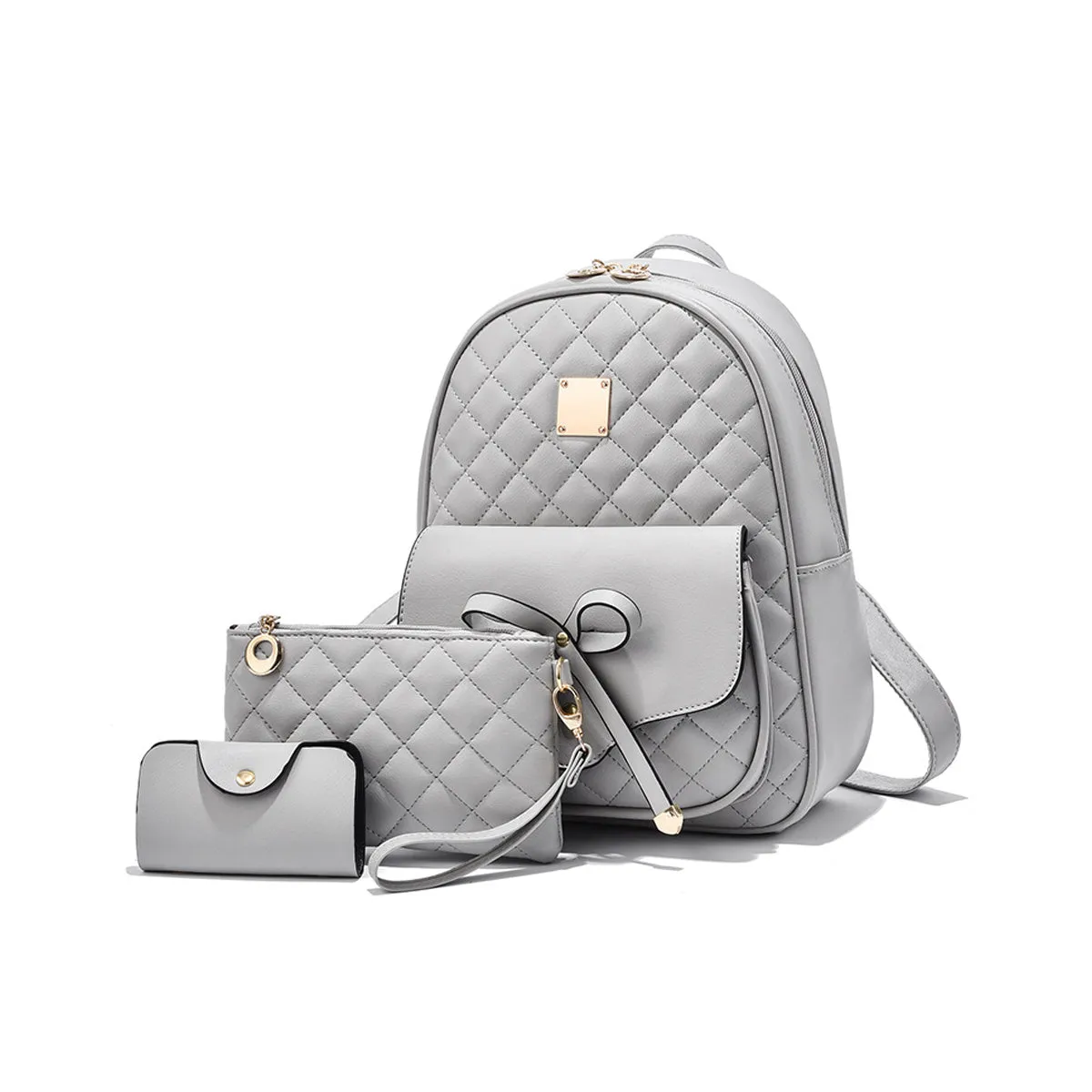 3Pcs Set Of New Fashion Bow Rhombus Backpack