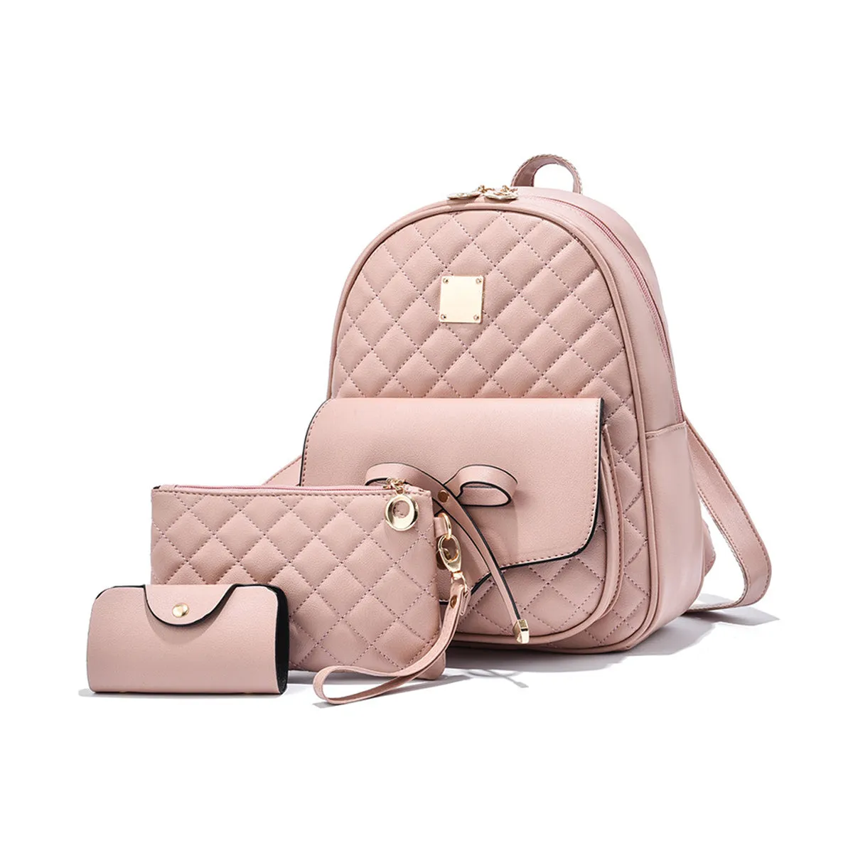 3Pcs Set Of New Fashion Bow Rhombus Backpack