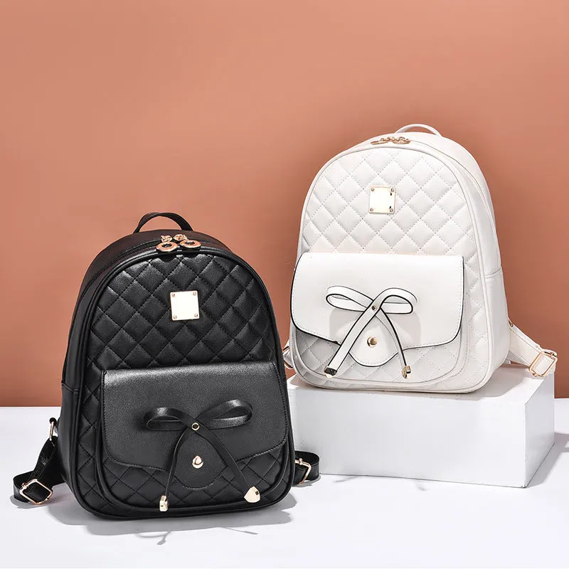 3Pcs Set Of New Fashion Bow Rhombus Backpack