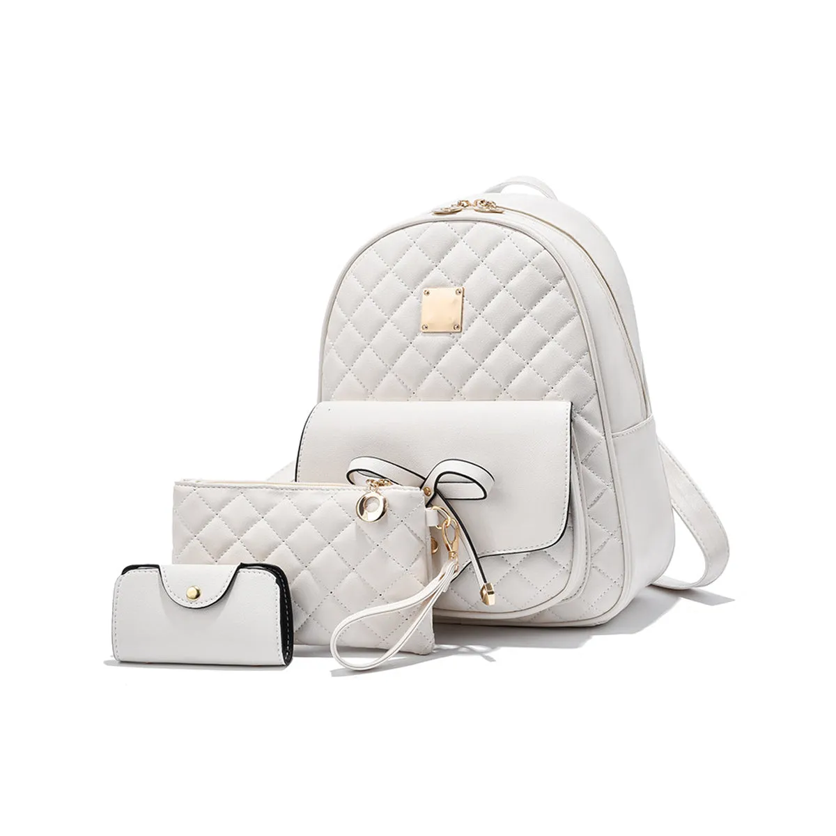 3Pcs Set Of New Fashion Bow Rhombus Backpack