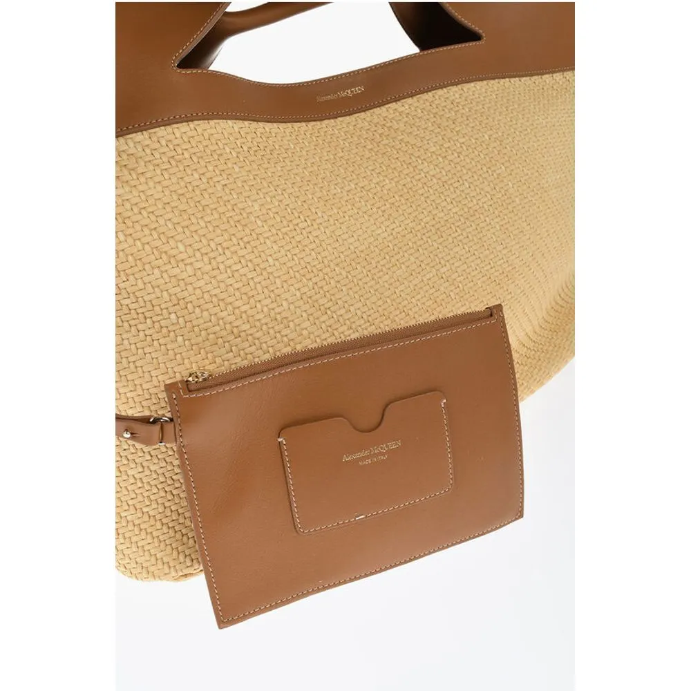 Alexander McQueen Leather and Raffia THE BOW Maxi Tote Bag