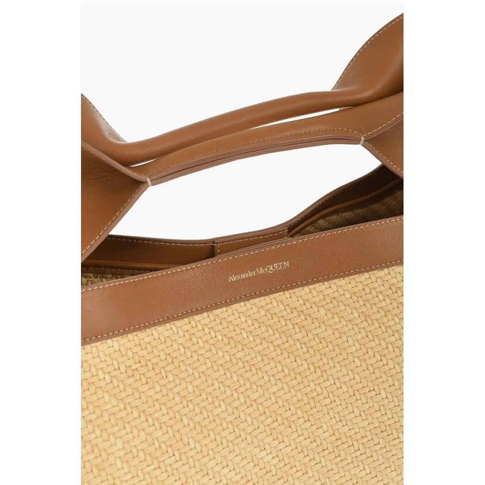 Alexander McQueen Leather and Raffia THE BOW Maxi Tote Bag