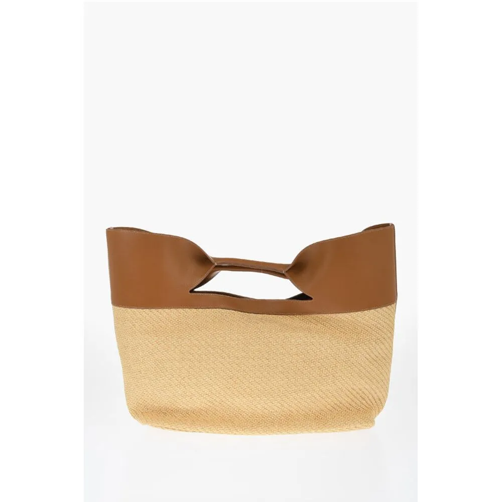 Alexander McQueen Leather and Raffia THE BOW Maxi Tote Bag