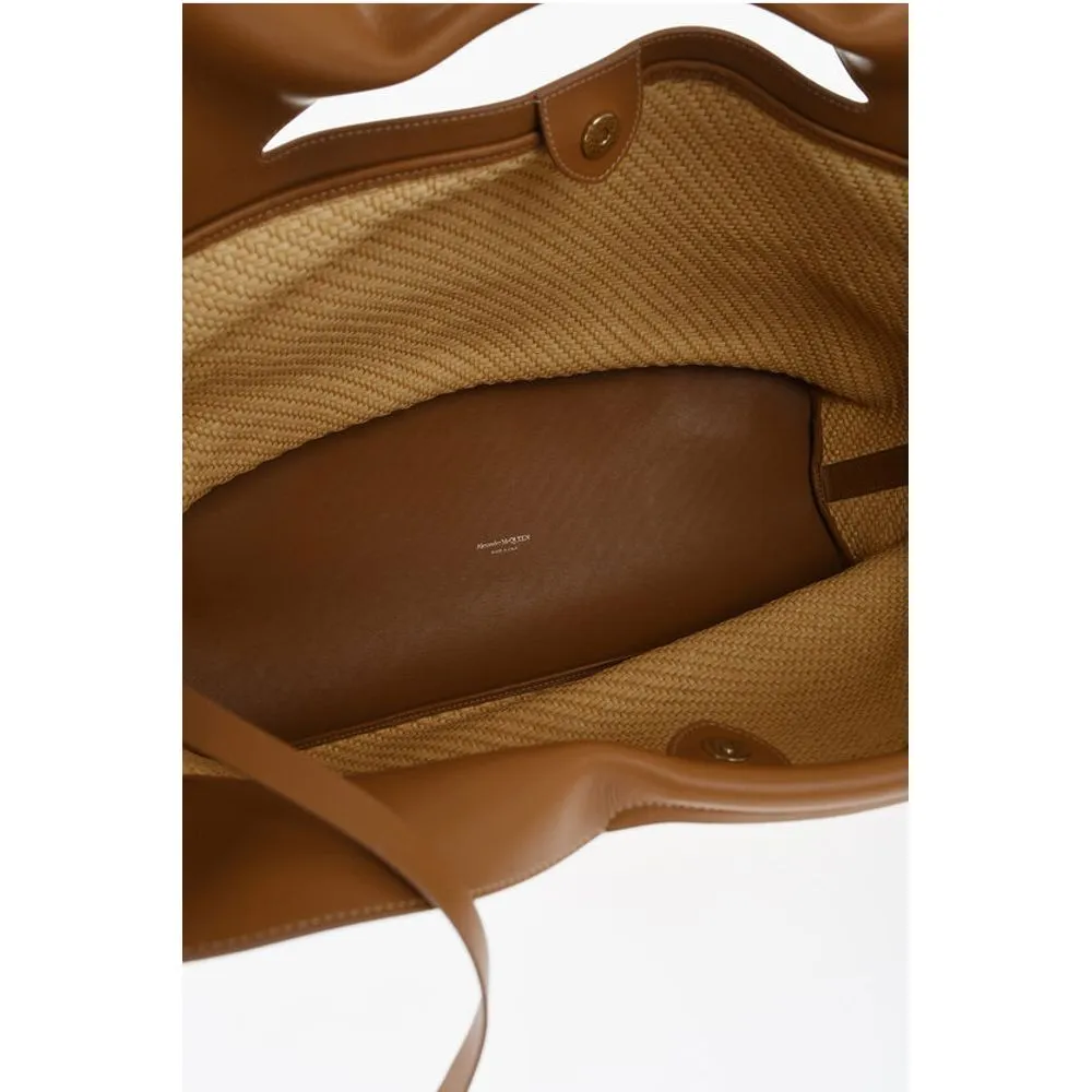 Alexander McQueen Leather and Raffia THE BOW Maxi Tote Bag