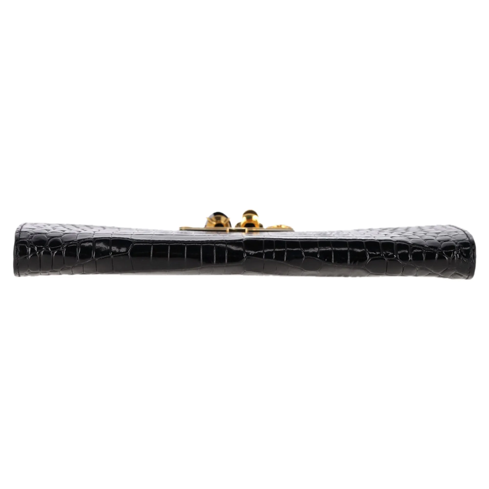 Alexander McQueen Skull Four Ring Clutch in Black Leather