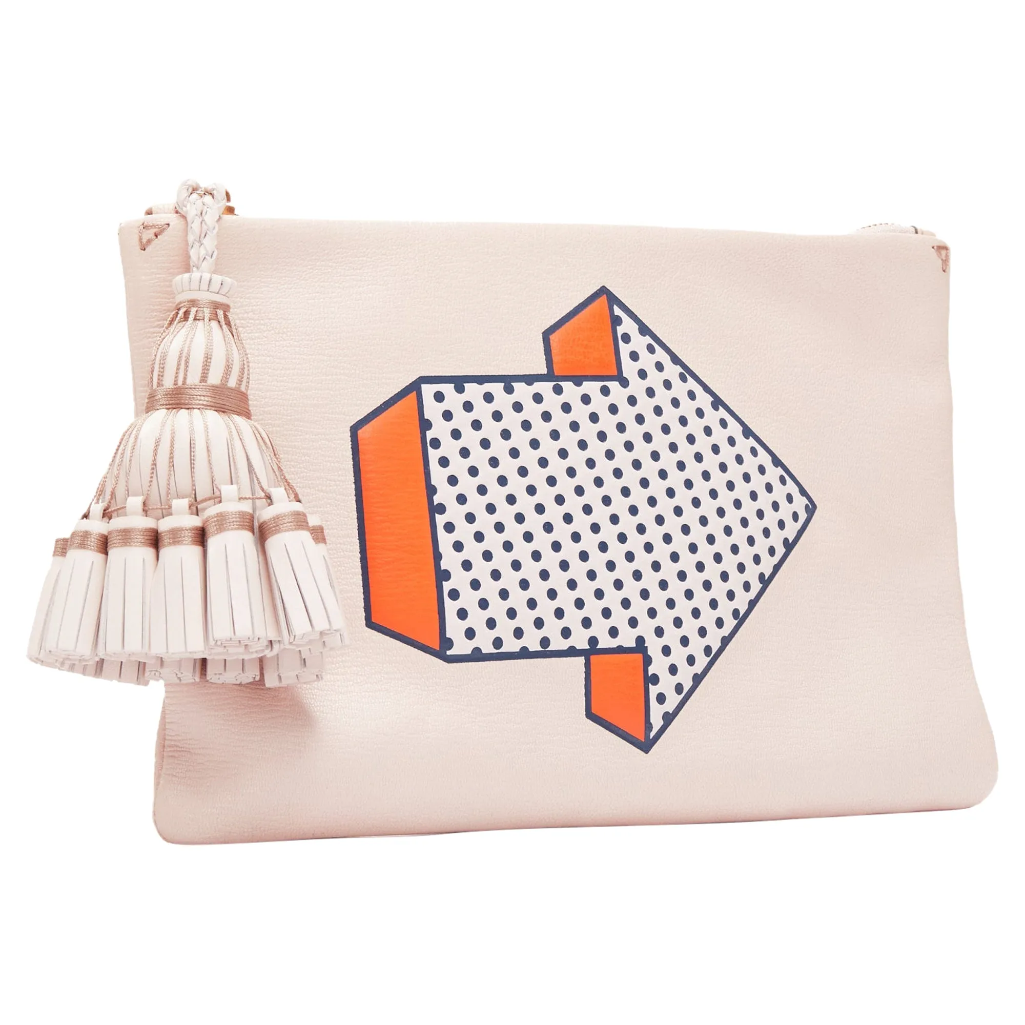 Anya Hindmarch Arrow Leather Tassel Pouch Clutch Bag