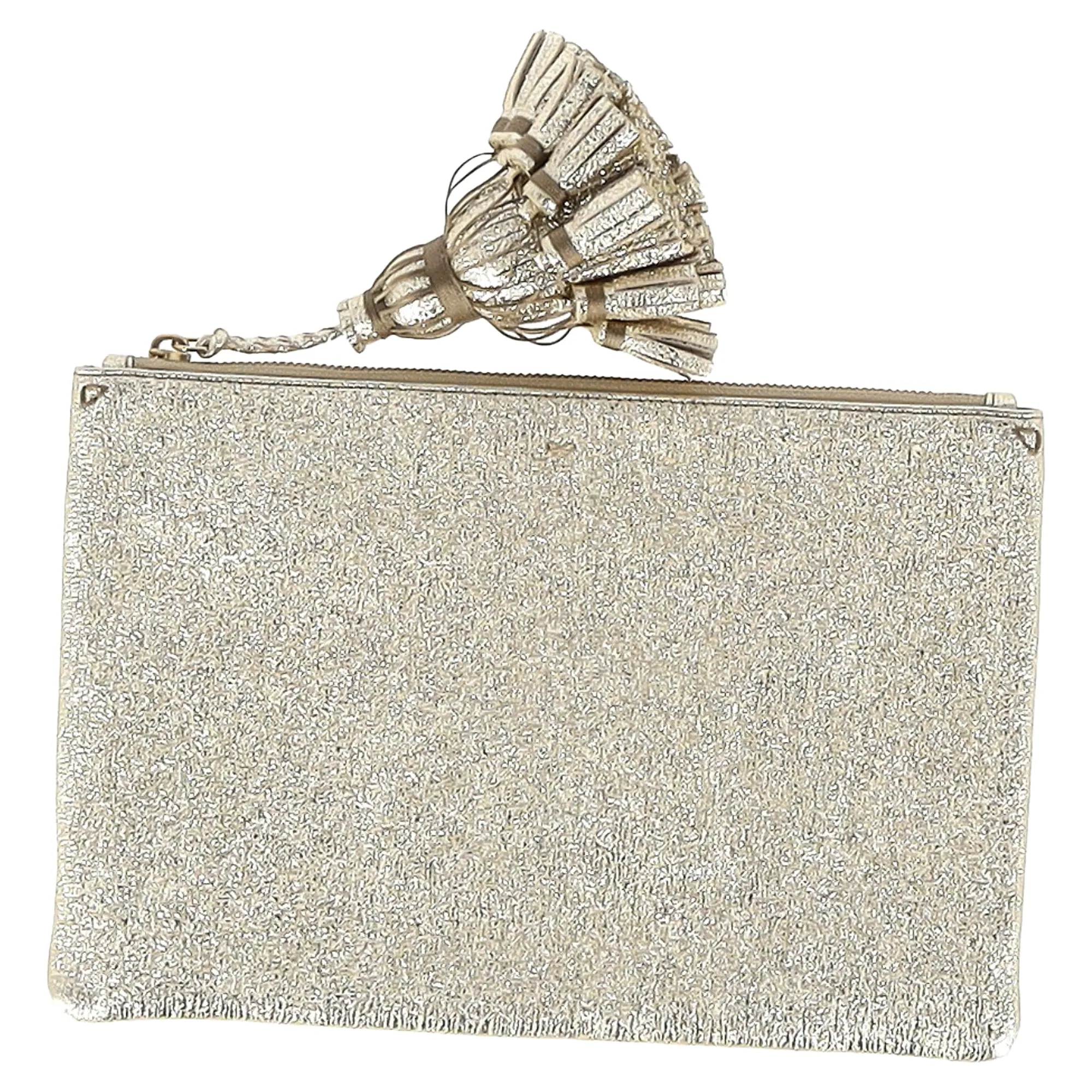 Anya Hindmarch Georgiana Clutch in Metallic Gold Glitter