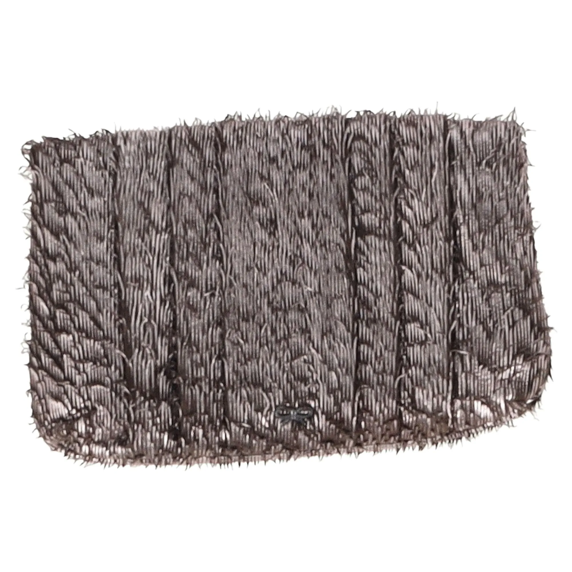 Anya Hindmarch Rosalyn Fringed Clutch Bag in Metallic Grey Leather