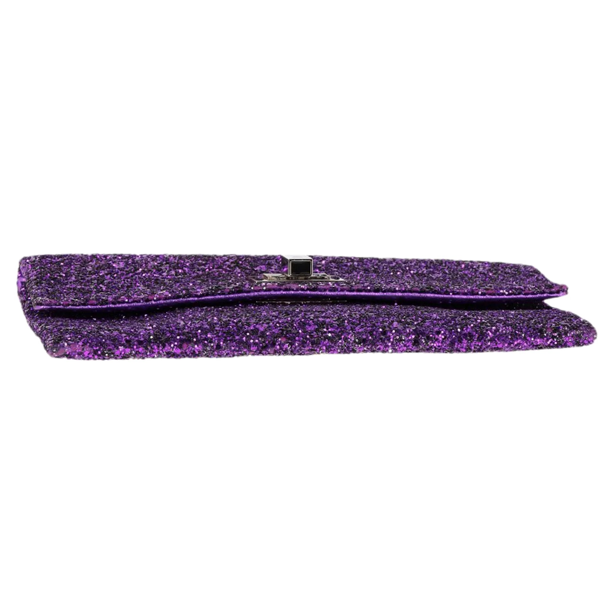 Anya Hindmarch Valorie Flap Clutch Bag in Purple Glitter