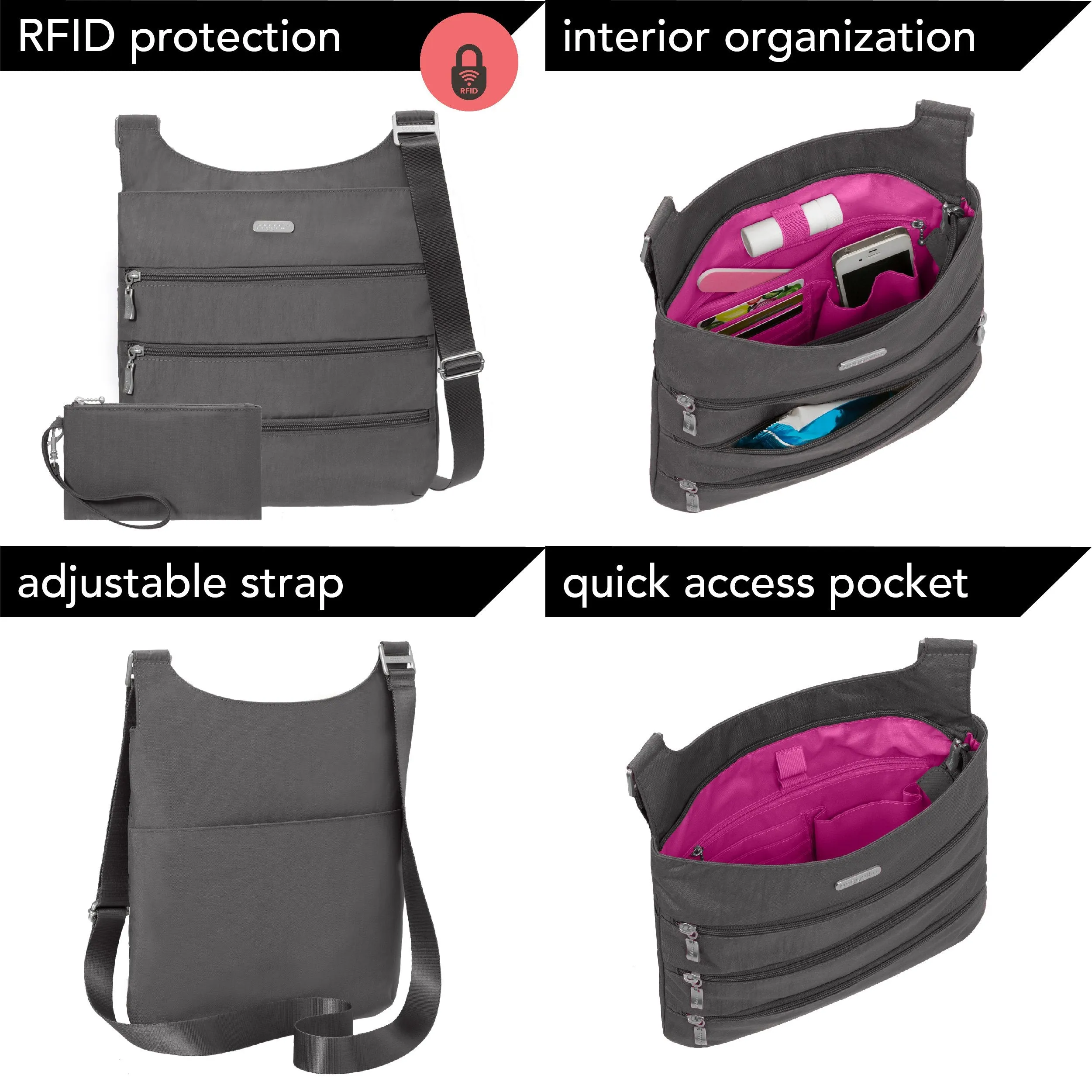 Baggallini Big Zipper Bagg With RFID