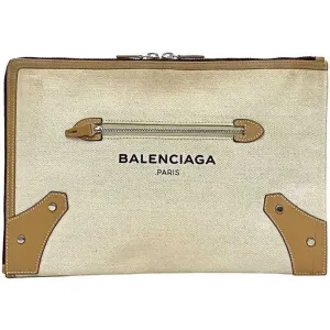 Balenciaga  Canvas Leather Clutch Bag Handbag (Pre-Owned)