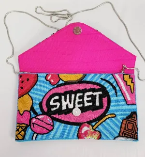 Beaded A Sweet Pop Art Clutch In Multi