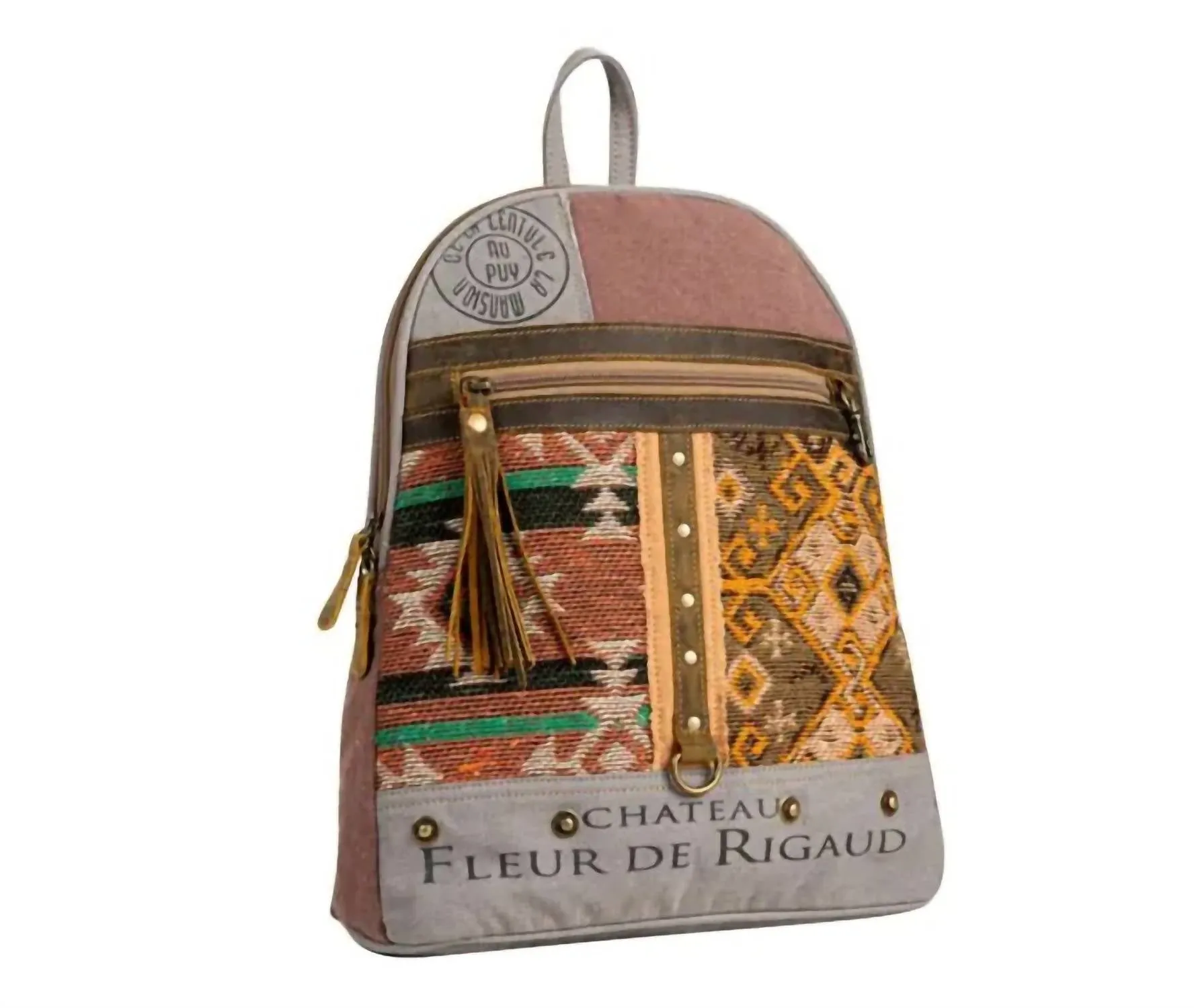 Becky Mixed Print Backpack In Brown