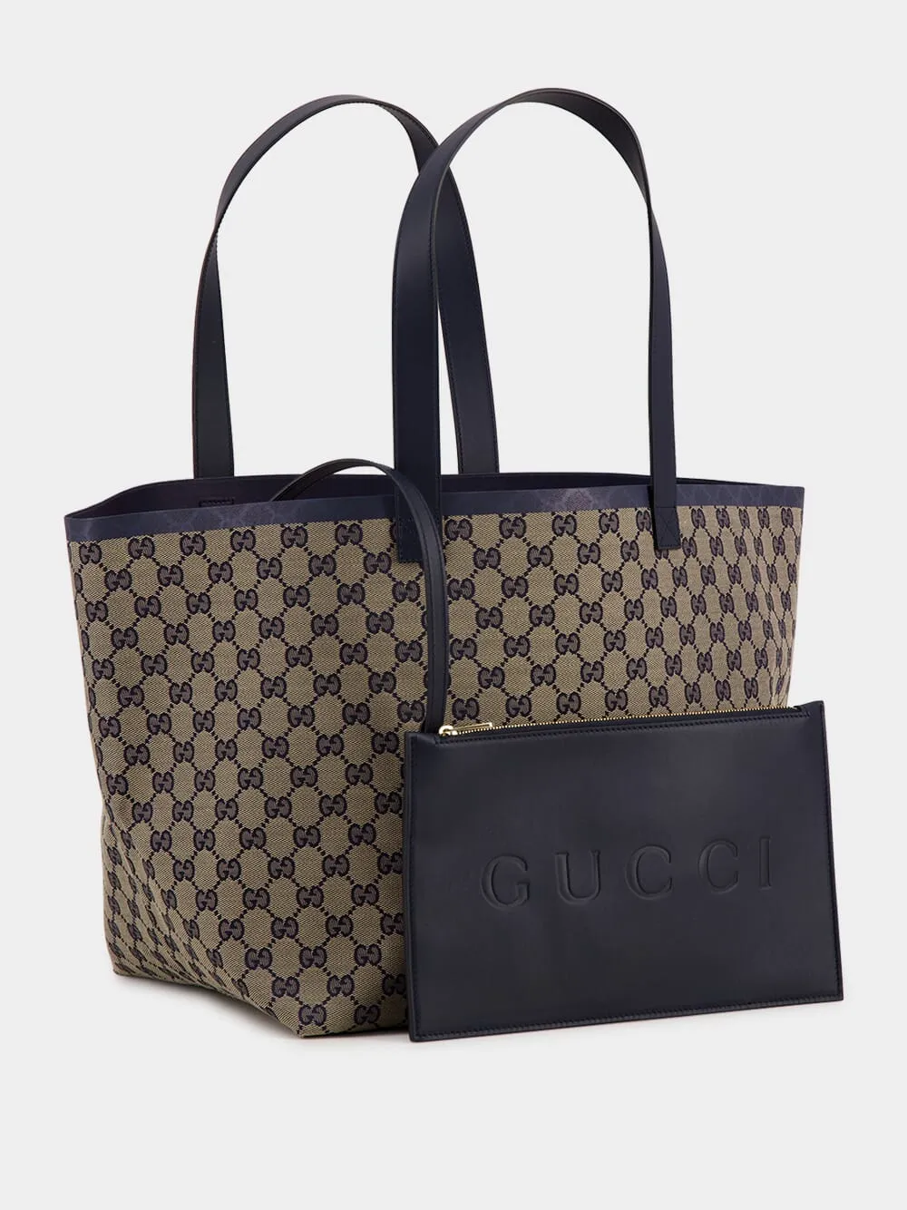 Beige and Blue Totissima Medium Tote Bag