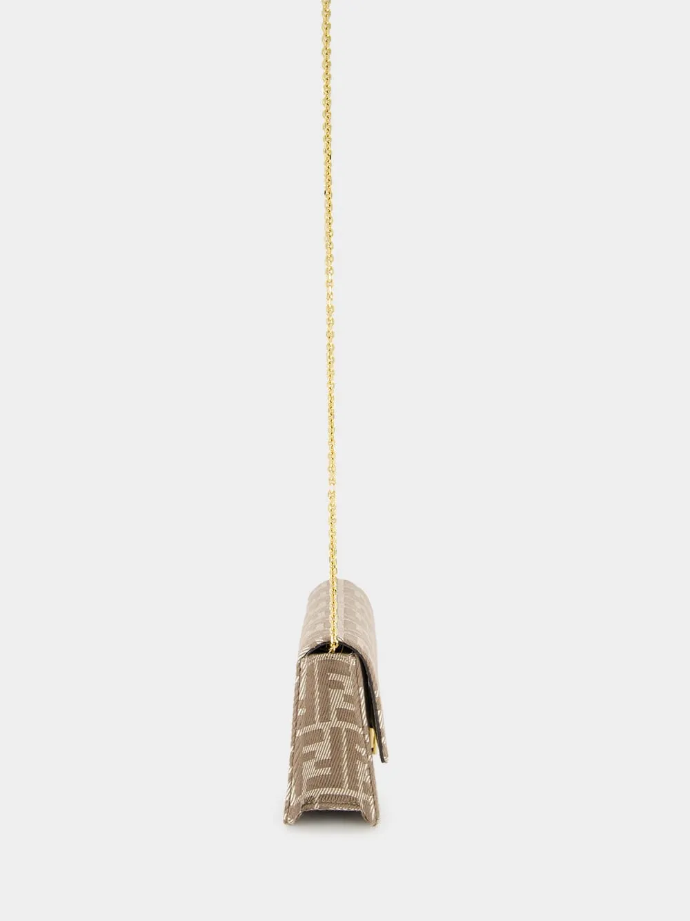 Beige FF Jacquard Wallet On Chain