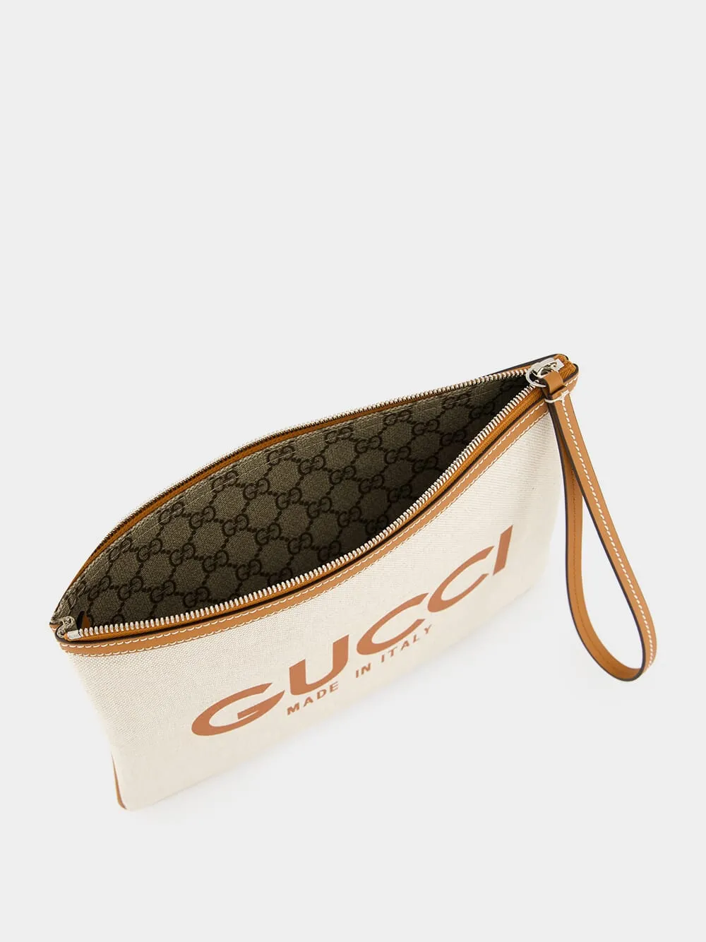 Beige Gucci Print Clutch