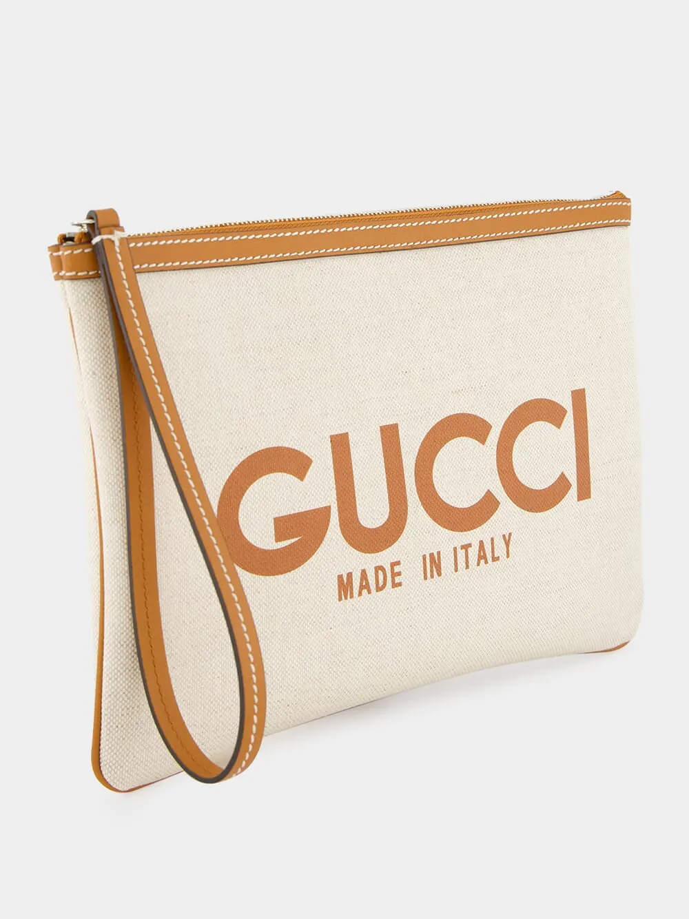 Beige Gucci Print Clutch