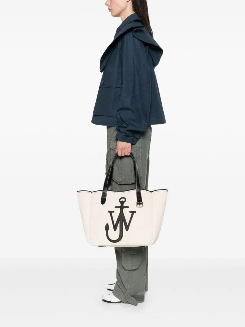 Beige Tote Bag With Tie-Fastening Straps And Signature Logo