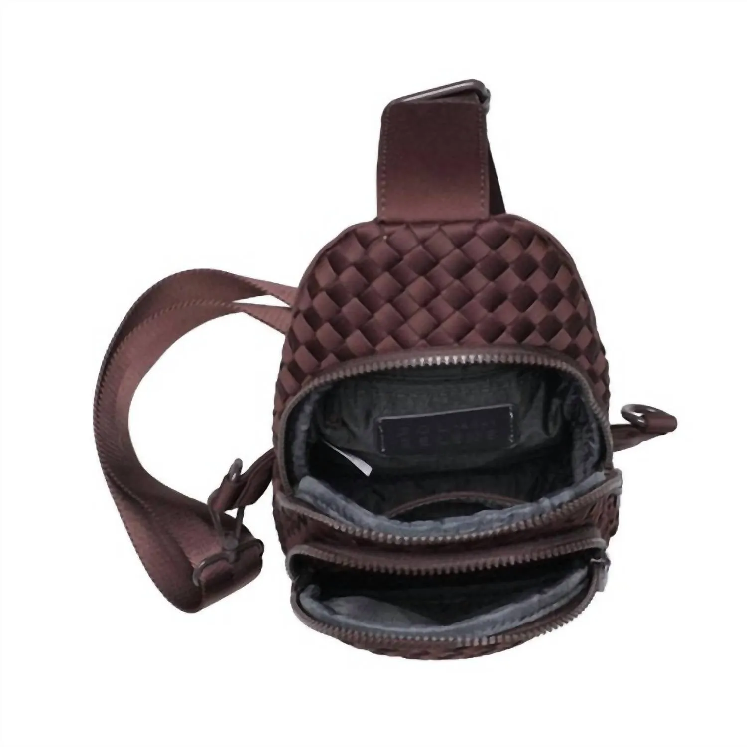 Beyond The Horizon - Woven Neoprene Sling Backpack In Chocolate