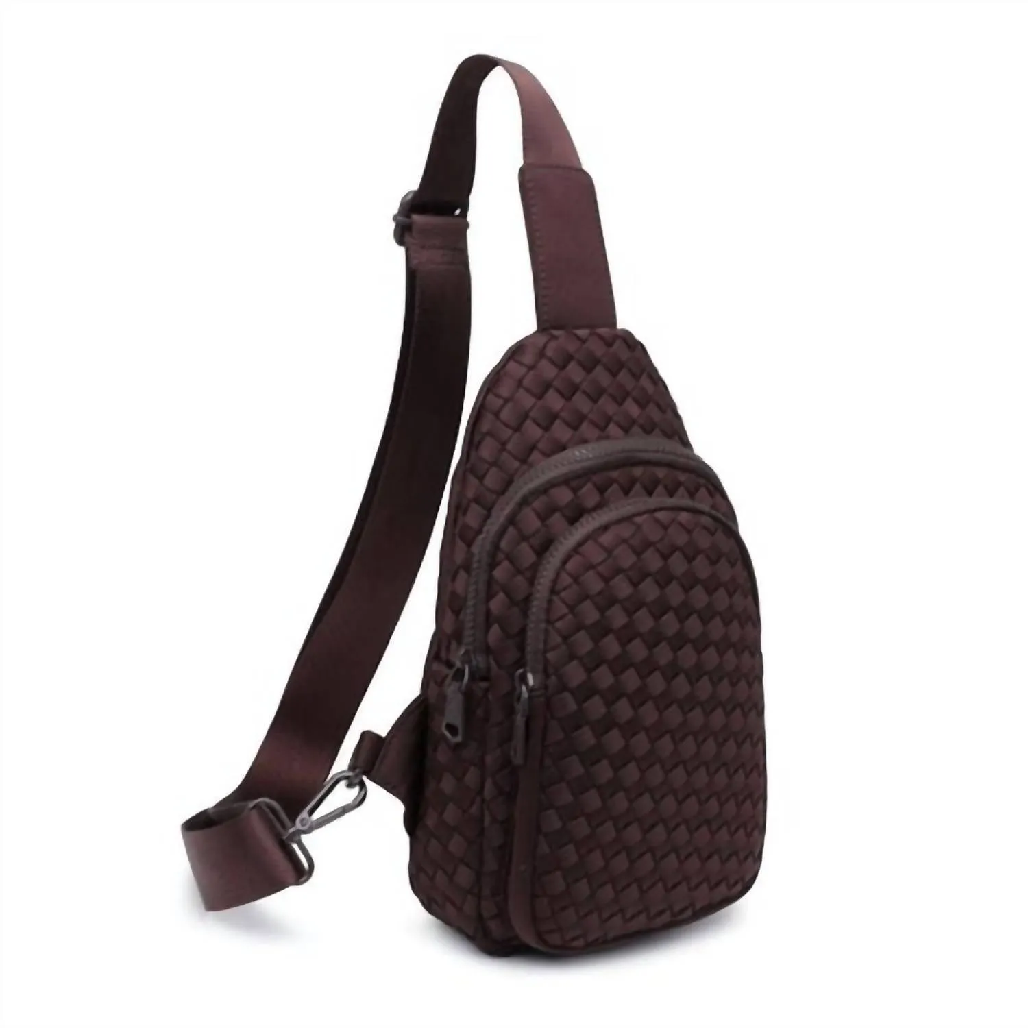 Beyond The Horizon - Woven Neoprene Sling Backpack In Chocolate
