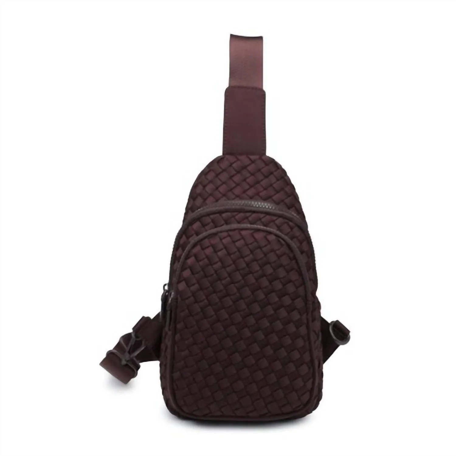 Beyond The Horizon - Woven Neoprene Sling Backpack In Chocolate