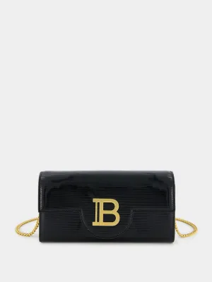 Black B-Buzz Wallet in Striped Patent Leather
