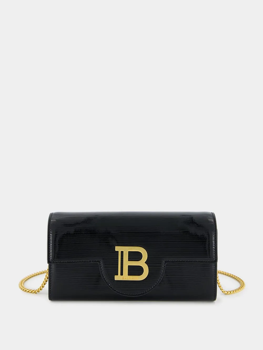 Black B-Buzz Wallet in Striped Patent Leather