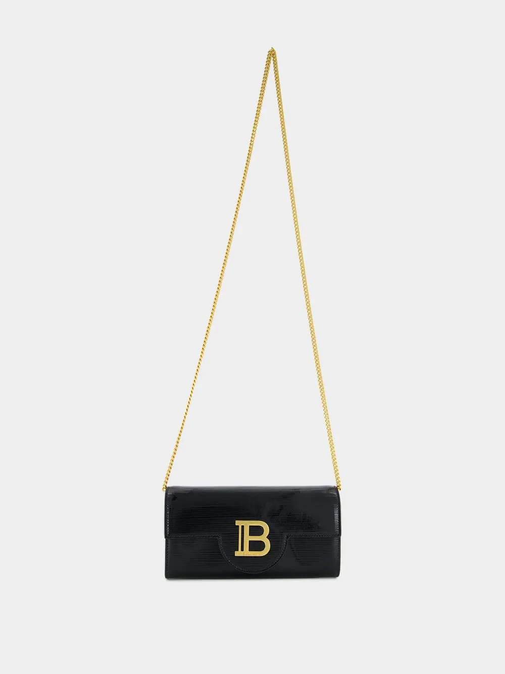 Black B-Buzz Wallet in Striped Patent Leather