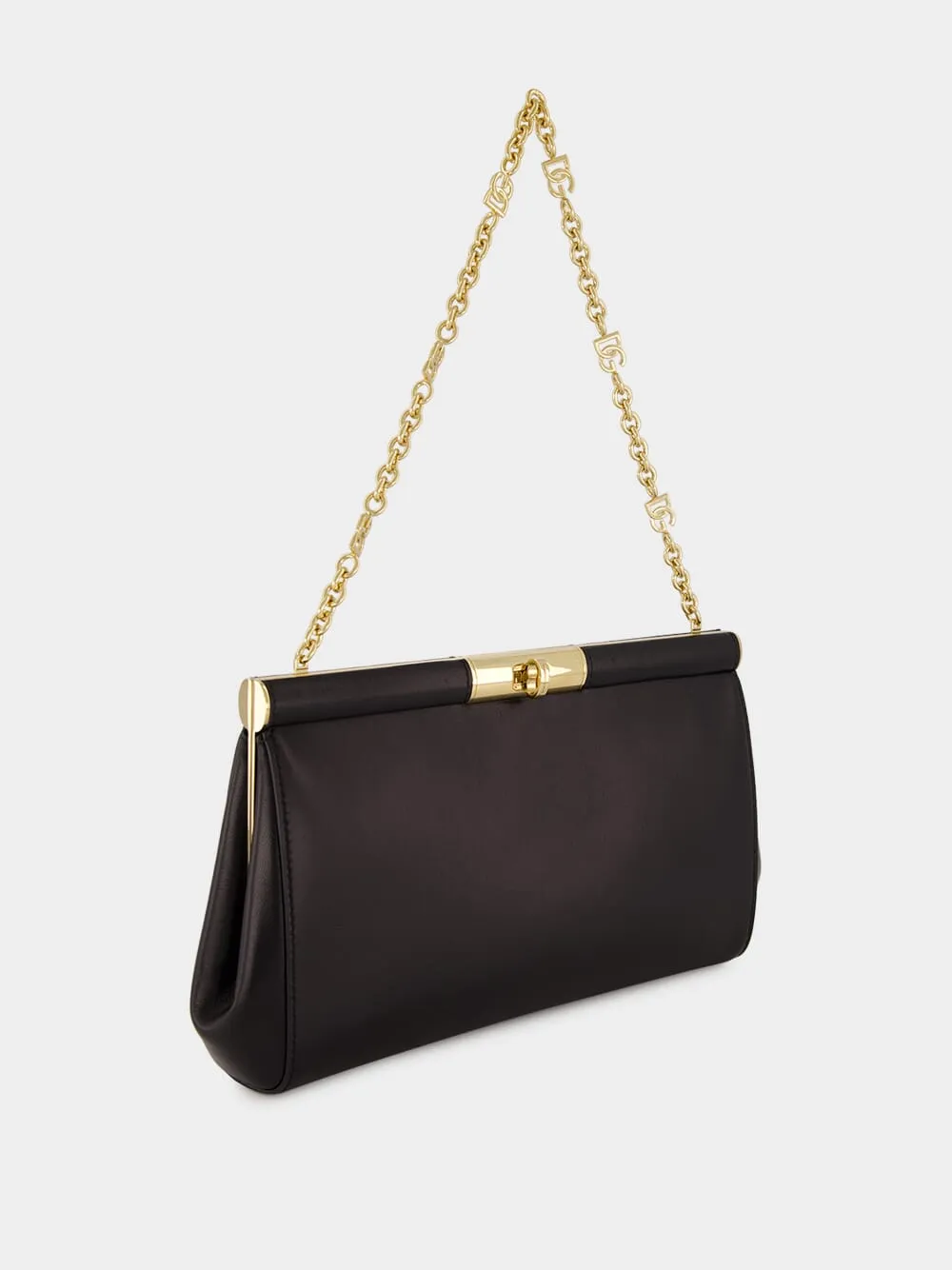 Black Large Marlene Leather Shoulder Bag