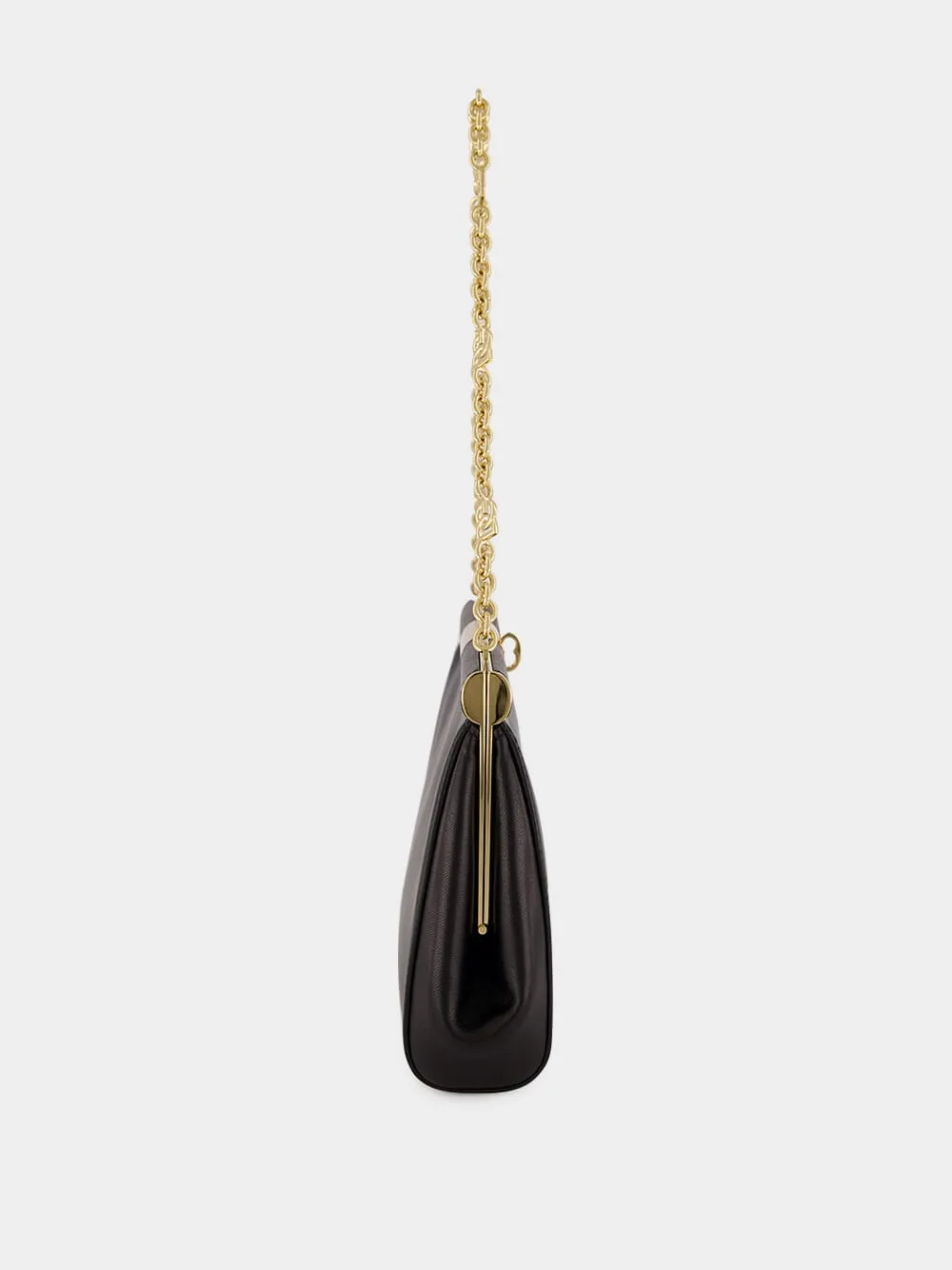 Black Large Marlene Leather Shoulder Bag