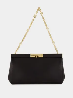 Black Large Marlene Leather Shoulder Bag