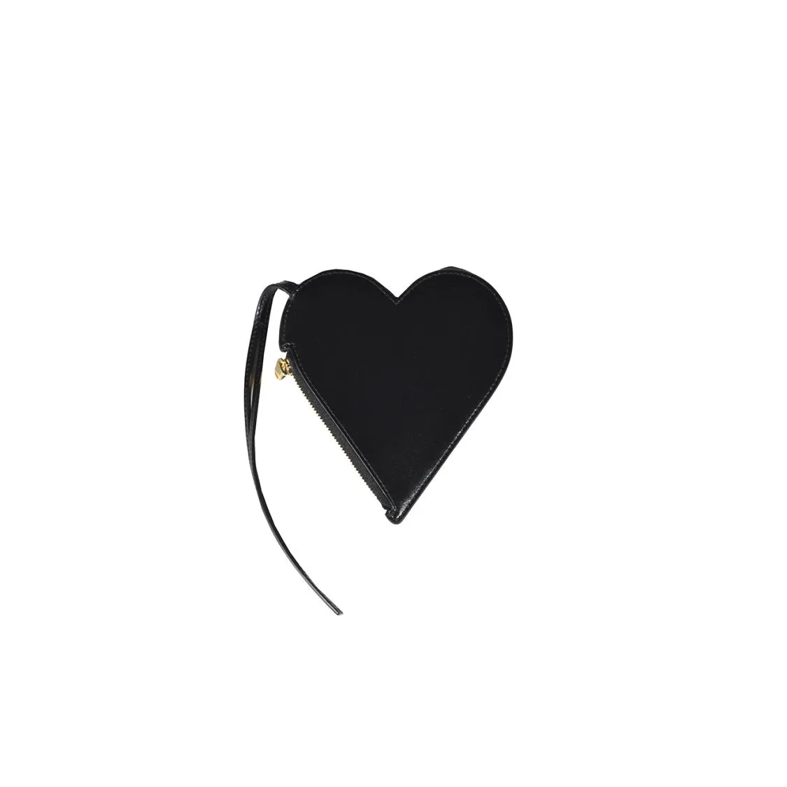 Black Leather Small Heart Clutch