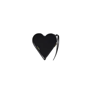 Black Leather Small Heart Clutch