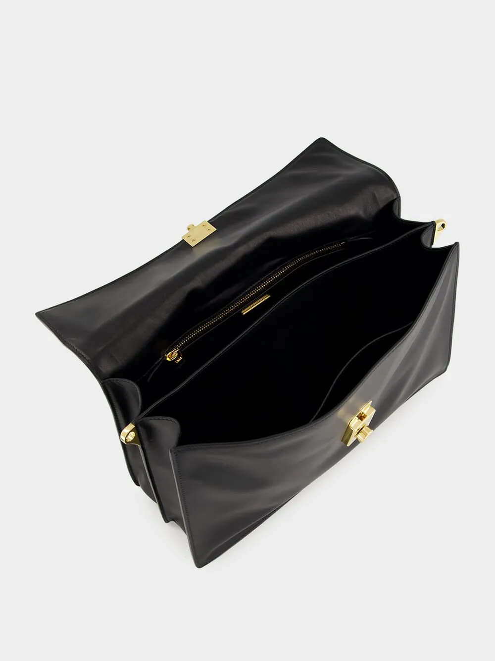 Black Soft Sound Leather Shoulder Bag with Charms