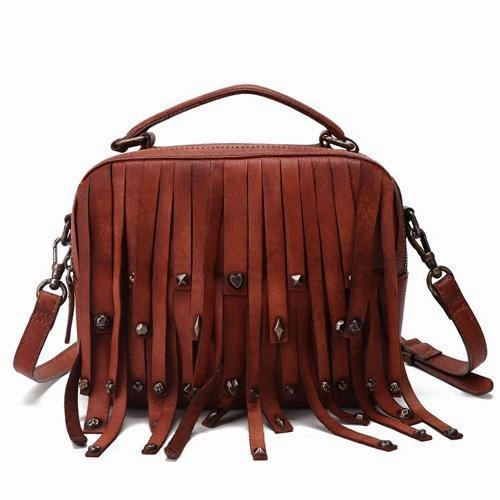 Black Gray Vintage Womens Leather Purse Tassel Handbag Red Shoulder Bag Crossbody Purses for Ladies