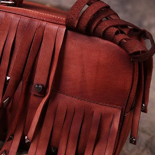 Black Gray Vintage Womens Leather Purse Tassel Handbag Red Shoulder Bag Crossbody Purses for Ladies