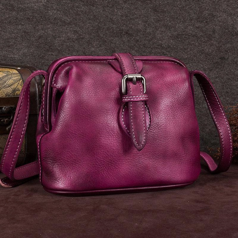 Blue Small Womens Leather Doctor Shoulder Bag Female Brown Doctor Bag Style Purse for Ladies