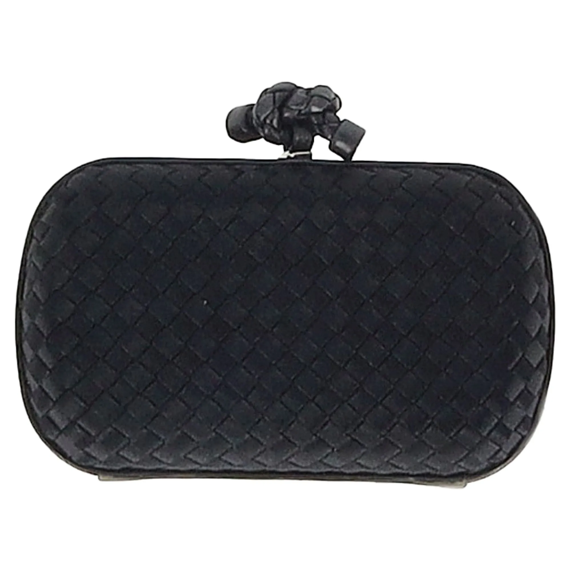 Bottega Veneta Intrecciato Knot in Black Satin