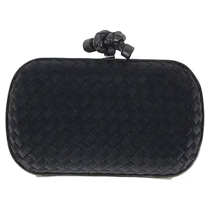 Bottega Veneta Intrecciato Knot in Black Satin