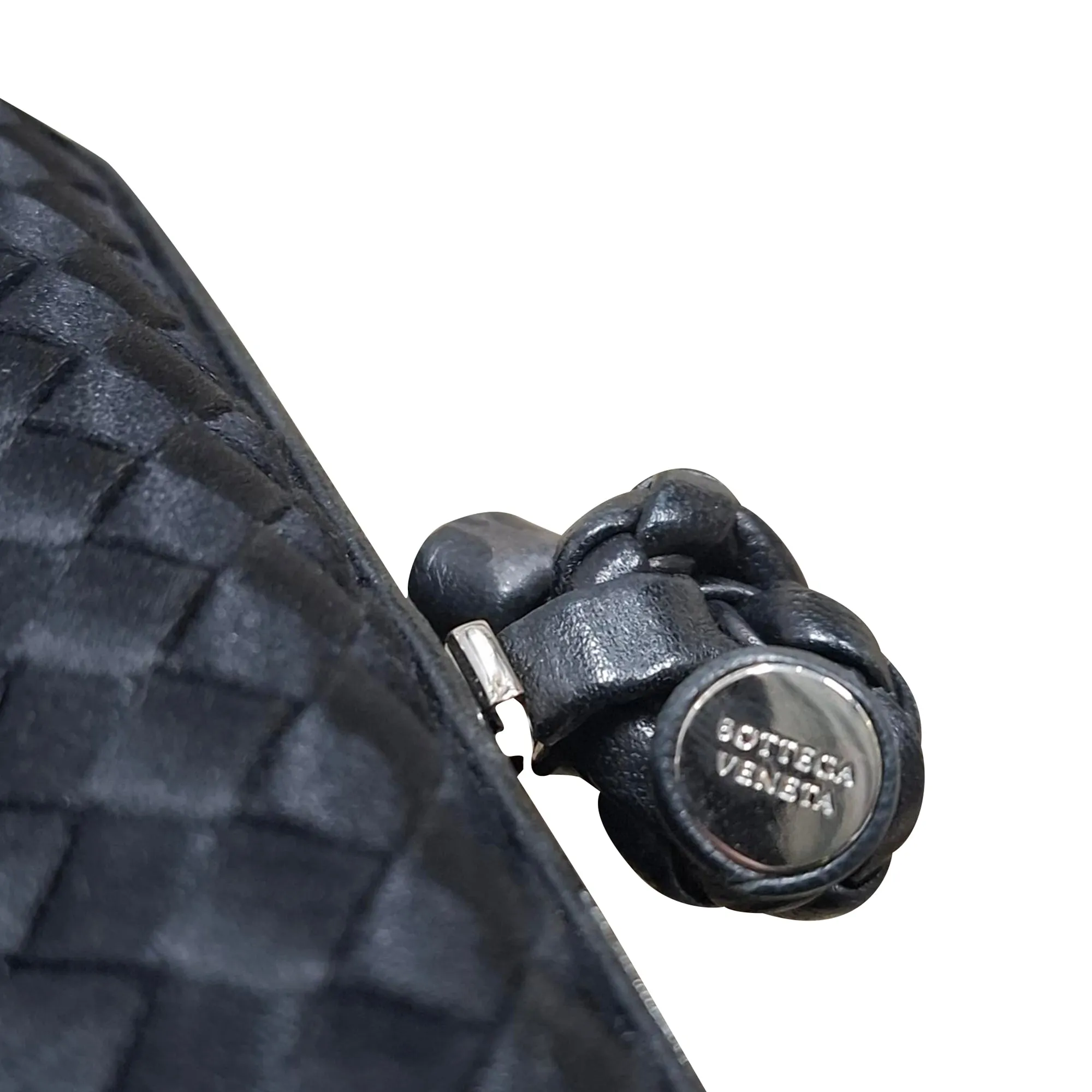 Bottega Veneta Intrecciato Knot in Black Satin