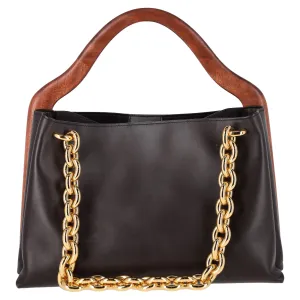 Bottega Veneta Mount Bermuda Top Handle Bag in Black Calf Leather