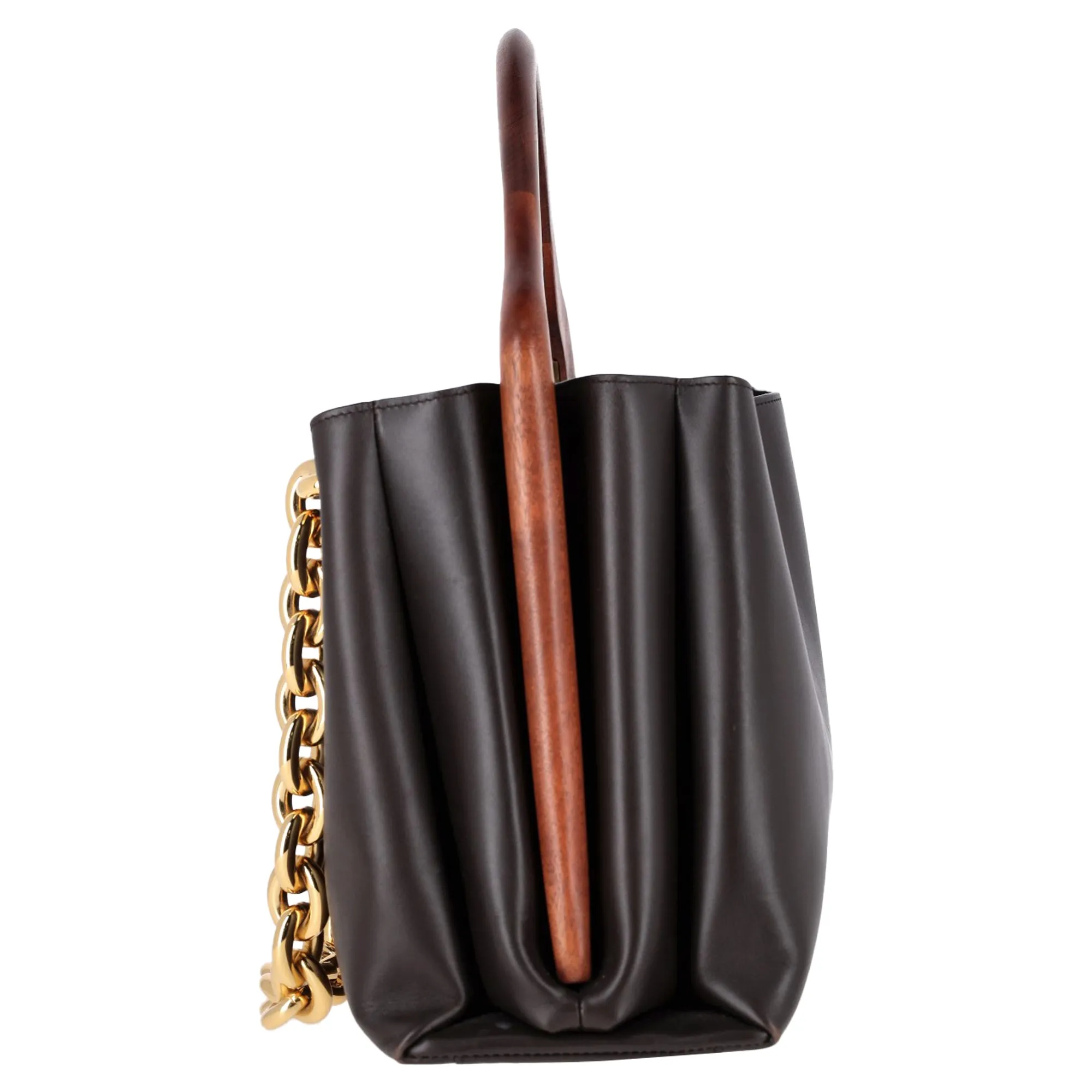 Bottega Veneta Mount Bermuda Top Handle Bag in Black Calf Leather
