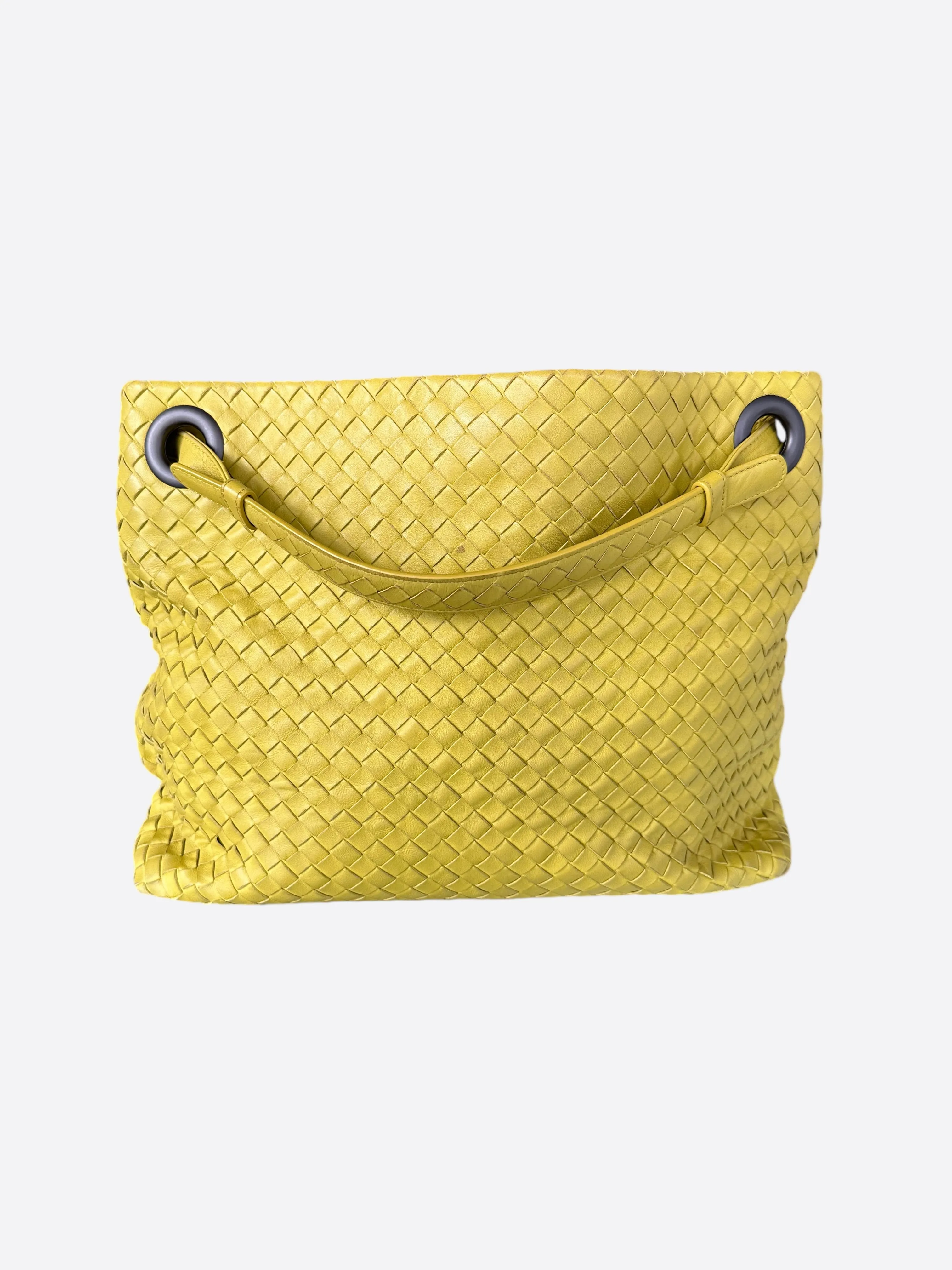 Bottega Veneta Yellow Intrecciato Leather Garda Bag