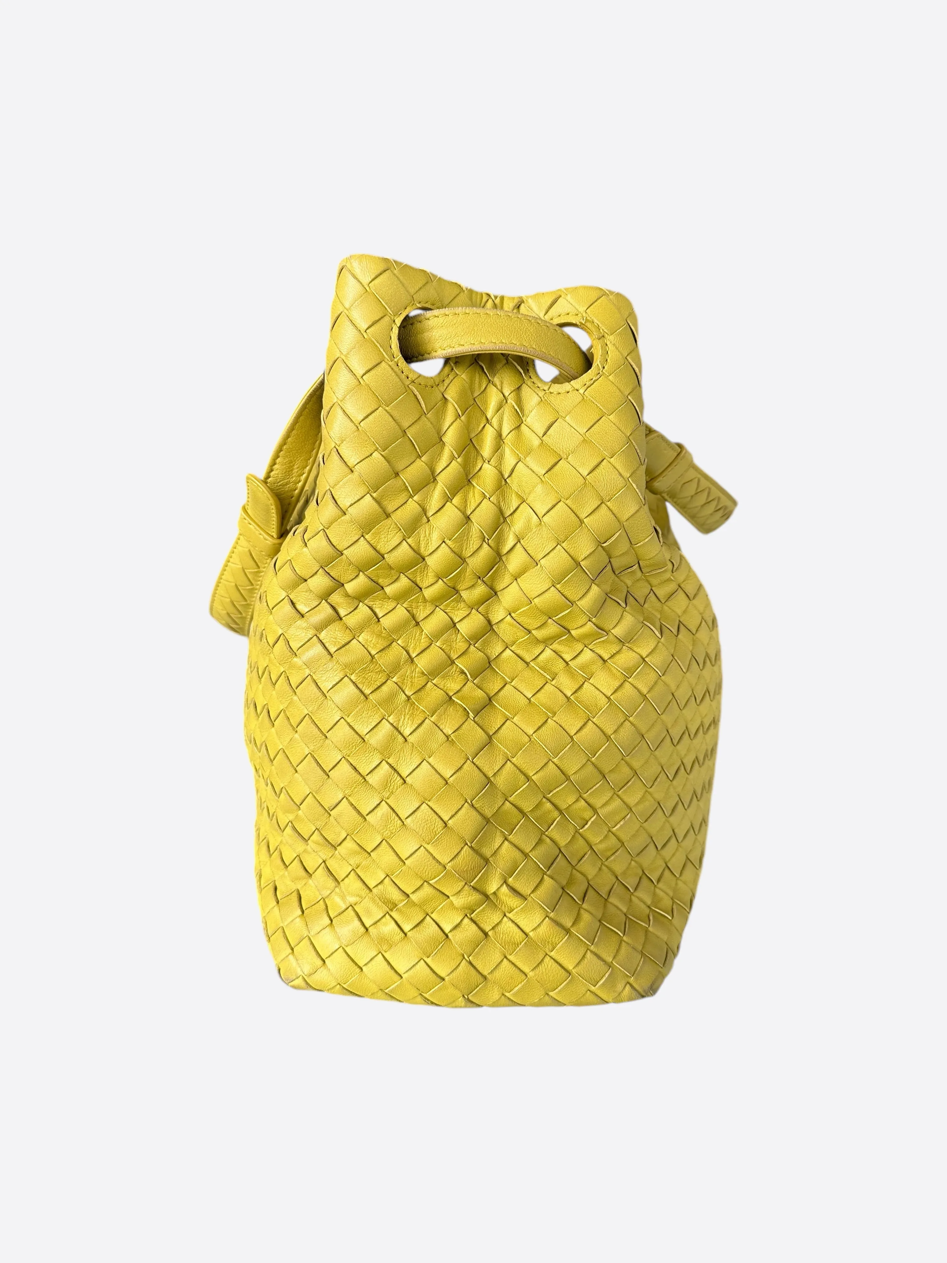 Bottega Veneta Yellow Intrecciato Leather Garda Bag