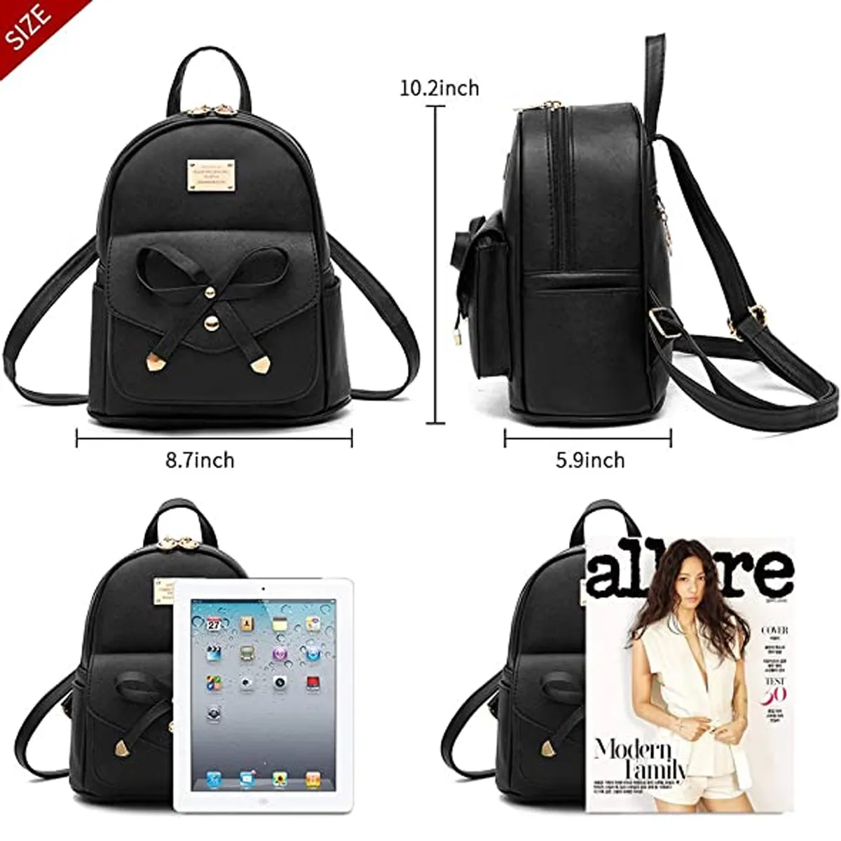 Bowknot Cute Leather Mini Backpack Purse for Women