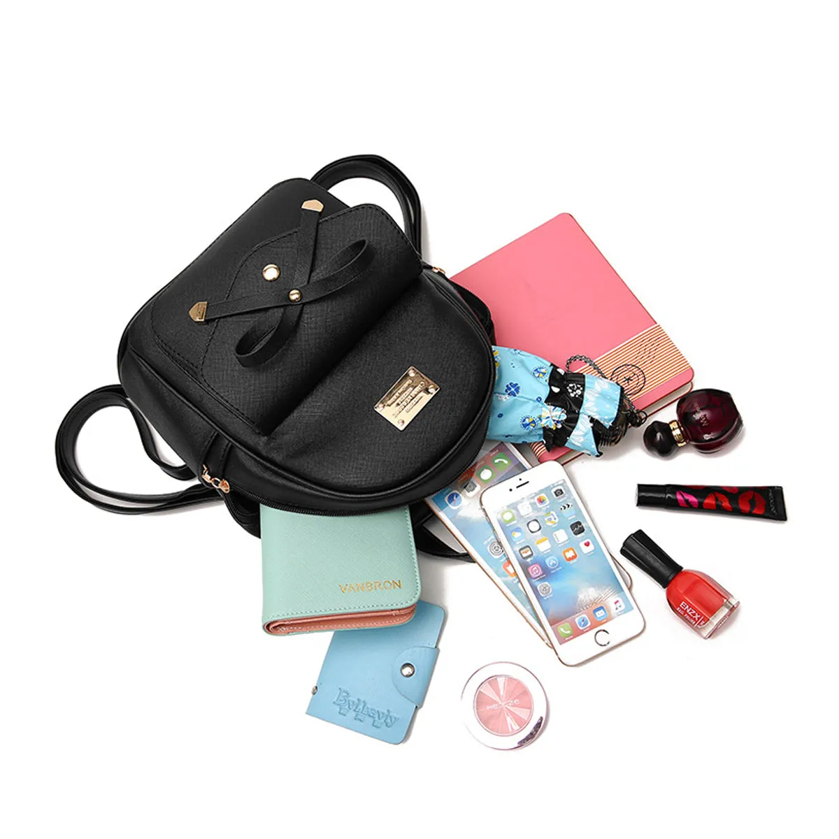 Bowknot Cute Leather Mini Backpack Purse for Women