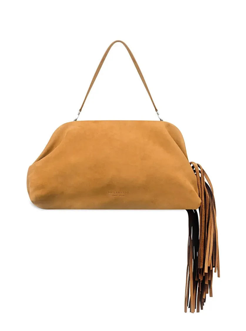 Brown Clutch With Hanging Fringe Detail