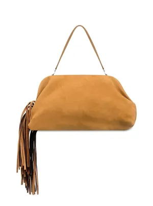 Brown Clutch With Hanging Fringe Detail