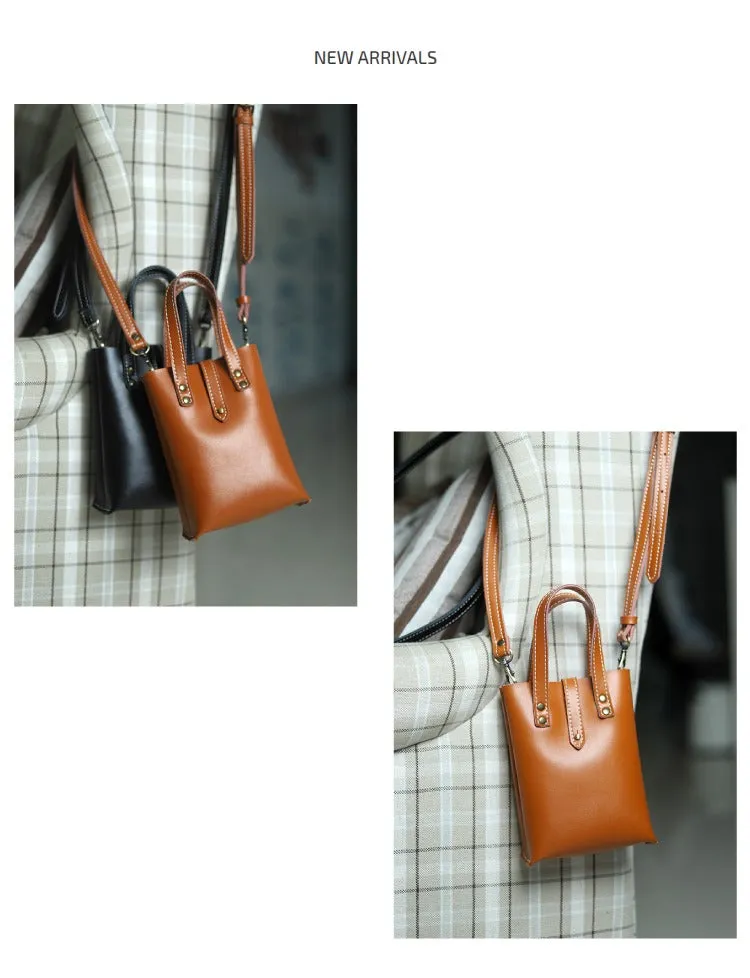 Brown LEATHER Small Cute HandBag WOMEN SHOULDER BAG Small Crossbody Purse FOR WOMEN
