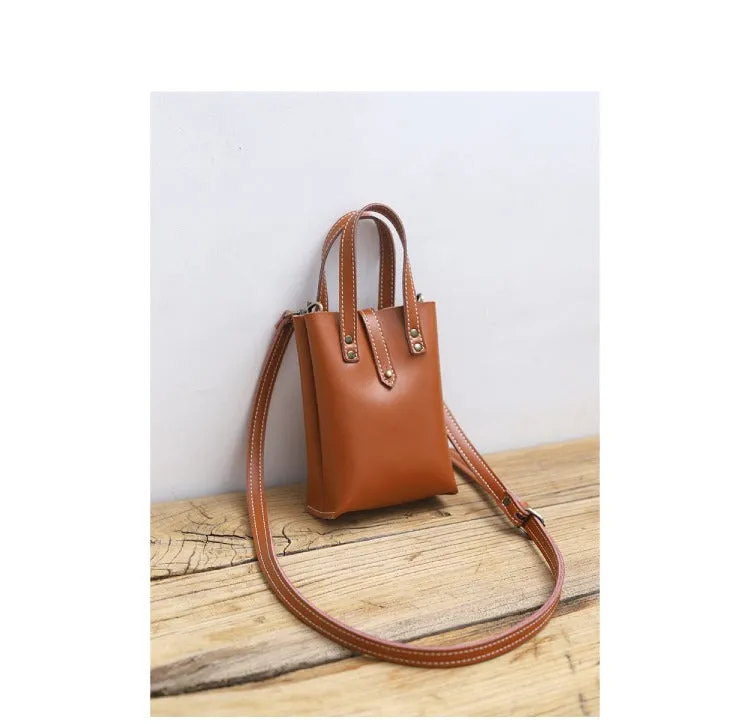 Brown LEATHER Small Cute HandBag WOMEN SHOULDER BAG Small Crossbody Purse FOR WOMEN